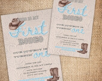 Jungen erste Rodeo Einladungen zur Geburtstagsfeier Digitaler Download Sofort bearbeitbar Western Party