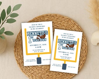 Fußball Tor Post Erstes Jahr Down Digital Geburtstagsfeier Einladung Bearbeitbar