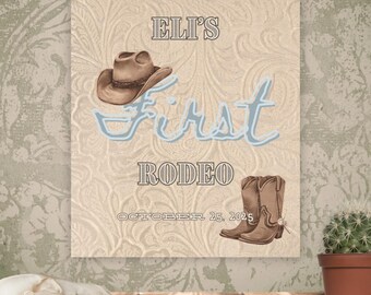 Junge erste Rodeo Willkommen Zeichen Sofortiger digitaler Download 18 "x 24"" Retro Western Geburtstagsparty."