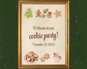 Weihnachtsplätzchen Dekorieren Party Willkommensschild (Digitaler Download)