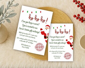 Geheime Santa Party Einladung Weihnachten Urlaub Party Anpassbare Sofortiger digitaler Download