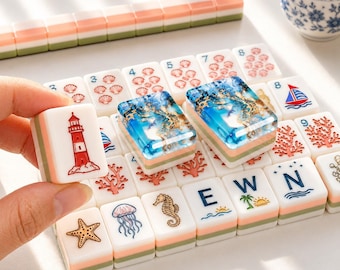 Acrylic American Mahjong Set, Luxury Crystal Mahjong Tiles, Modern Mahjong Gift Set for Home Game Night