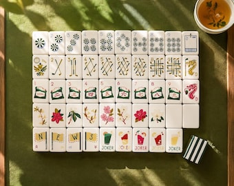 Gift for Mahjong Lovers, Acrylic American Mahjong Set, Golf Crystal Tiles, Family Game Night Gift