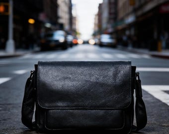 Genuine Leather Men’s messenger Bag, Casual Cowhide Shoulder Bag, Everyday iPad Messenger Style