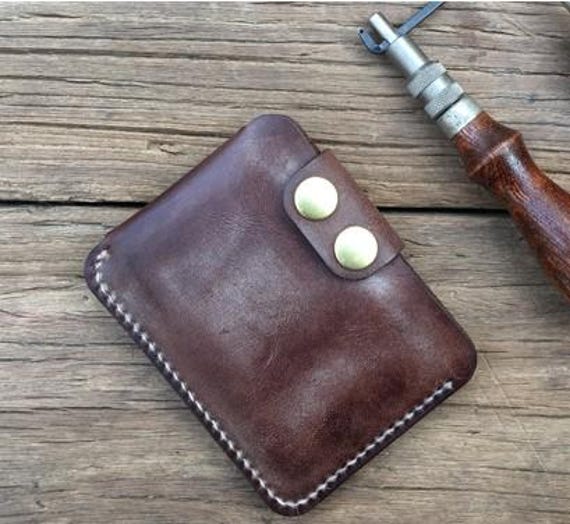 Handmade Leather Card Holder Wallet for Men & Women, Full Grain Waxed Cowhide Card Case, Minimalist Slim Wallet,Vintage Leather Gift