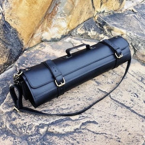 Handmade Buffalo Leather Chef Knife Roll: Travel Storage Bag