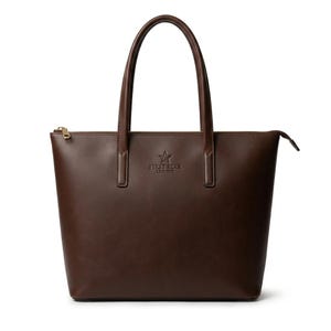 Structured Leather Zip Tote Bag: Minimalist Work & Laptop Carry