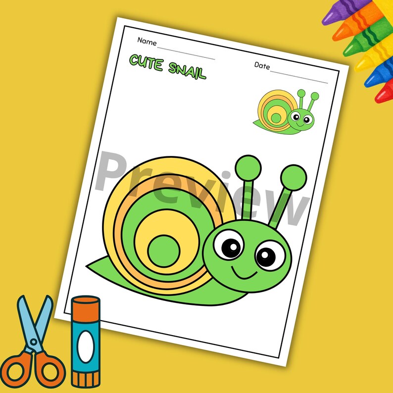 Snail Craft Activity Kit for Kids, Fine Motor Skills, Printable ...
