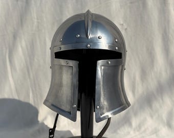 Italian Barbuta Helmet - Stainless Steel Medieval Knight Armor, LARP Cosplay