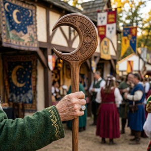 Handgjord nordisk trollkarlsstav - Autentisk indisk ek med avtagbar design och runiska inskriptioner - Celestial Woodcraft