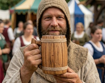Handcrafted Indian Rosewood Renaissance Tankard Mug | Food Safe