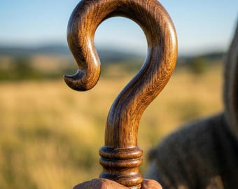 Handcrafted Indian Rosewood Shepherd's Crook – 67" Ceremonial Staff, Hand-Polished Bastone