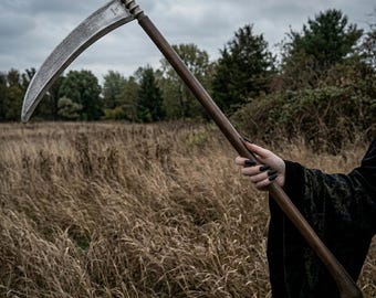Handmade Indian Rosewood Scythe Staff | Detachable Grim Reaper Prop (102cm)