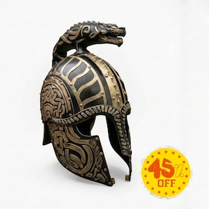 Casco de dragón de acero forjado a mano: decoración de pared de fantasía medieval