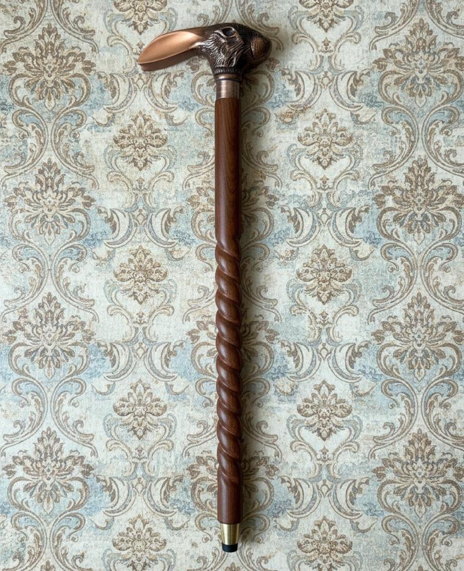 Hand-made Twist Wood Cane With Rabbit-head Handle • Cosplay & Come ...