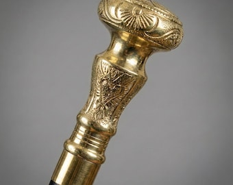 Brass Handle Cane: Handmade Victorian Style Antique Walking Stick