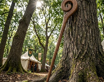 Handcrafted Indian Oakwood Wizard Staff, Collapsible Runes Crozier Walking Stick, LARP Cosplay Prop