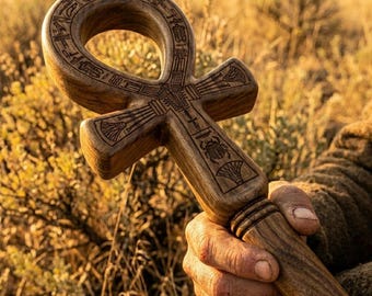 Handcrafted Indian Rosewood Ankh Staff – Ancient Egyptian Pharaoh Scepter