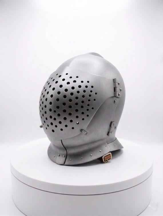 Medieval 18 Gauge Steel Perforated Close Helmet - Knight Armor for SCA, LARP & Historical Reenactment