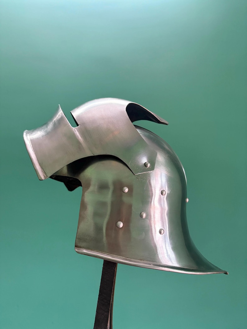 Casco sallet italiano artesanal – Réplica de armadura de caballero medieval de acero de calibre 18 imagen 13