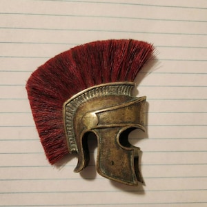 Handcrafted Spartan Helmet with Silk Nylon Plume & Wooden Stand | 18 Gauge Steel | Premium Patina Finish Ancient Greek Warrior Armor