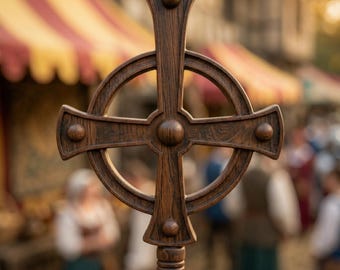Indian Rosewood Celtic Cross Staff | 48" Ceremonial Wand, Walking Stick, Cosplay Prop