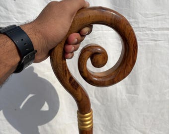 Handcrafted Indian Rosewood Shepherd Staff, Medieval Cosplay Walking Stick (80cm/170cm)