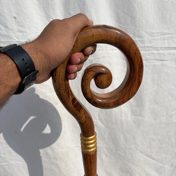 Handcrafted Indian Rosewood Shepherd Staff, Medieval Cosplay Walking Stick (80cm/170cm)