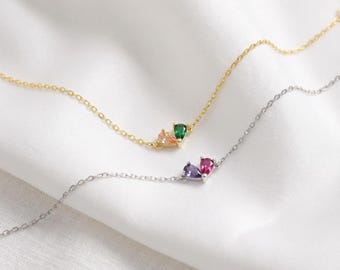 Custom Birthstone Bracelet, Personalized Leaf Birthstone Bracelet, Graduation Gift, Birthday Gift, Grandma Gift for Mom Bracelet