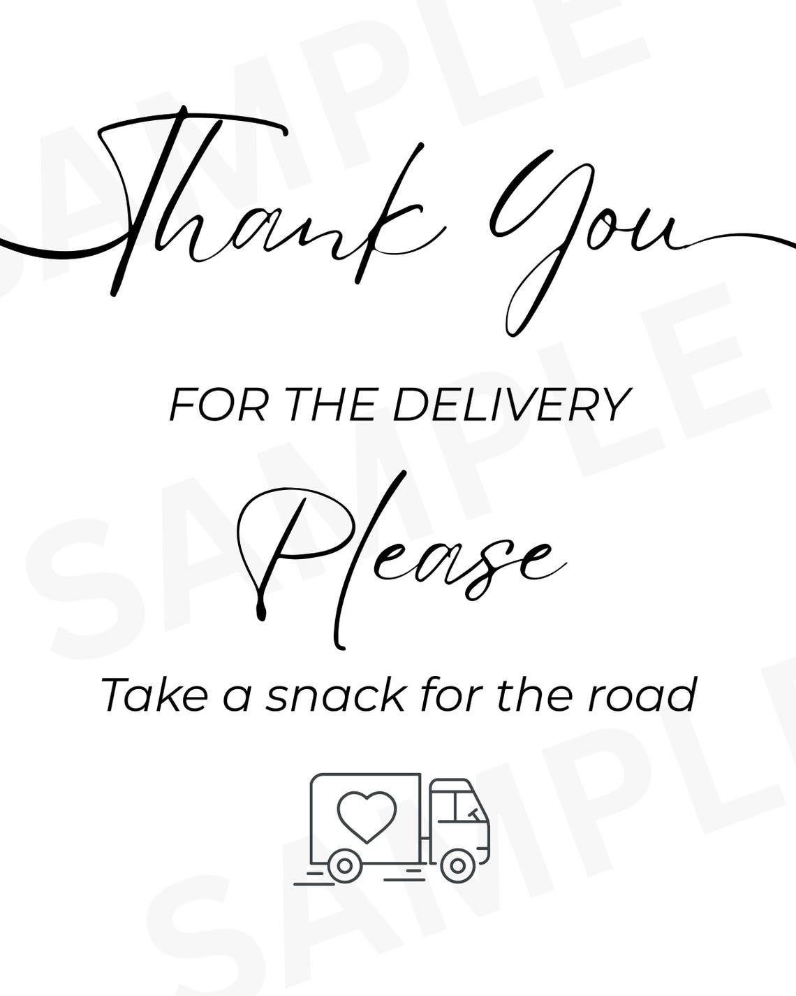 Delivery Driver Snack Sign, Thank You for the Delivery, Please Take a ...