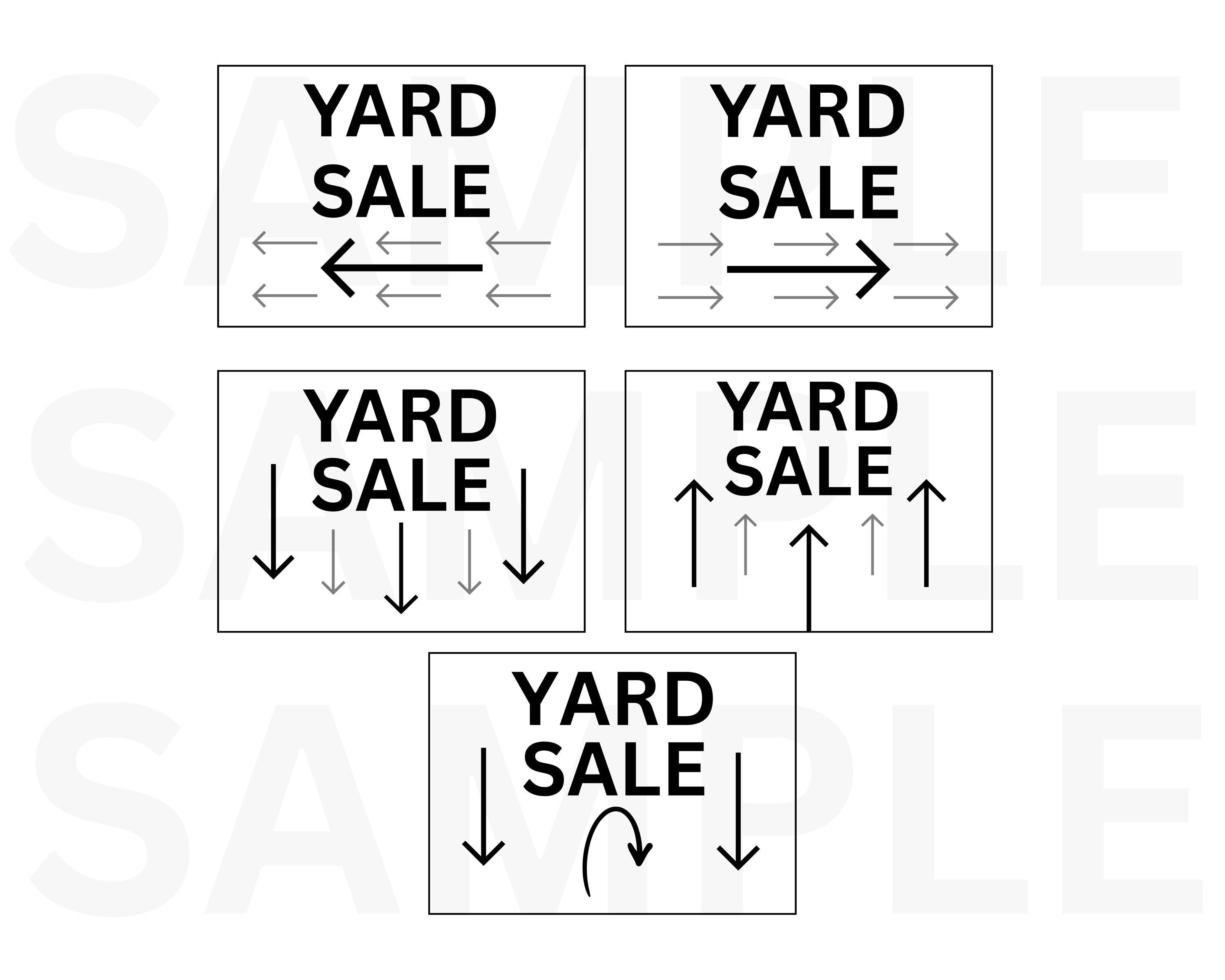 Fillable Rummage Sale Signs 5 Printable Yard Sale Sign Bundle, Different Arrow Signs, Digital ...