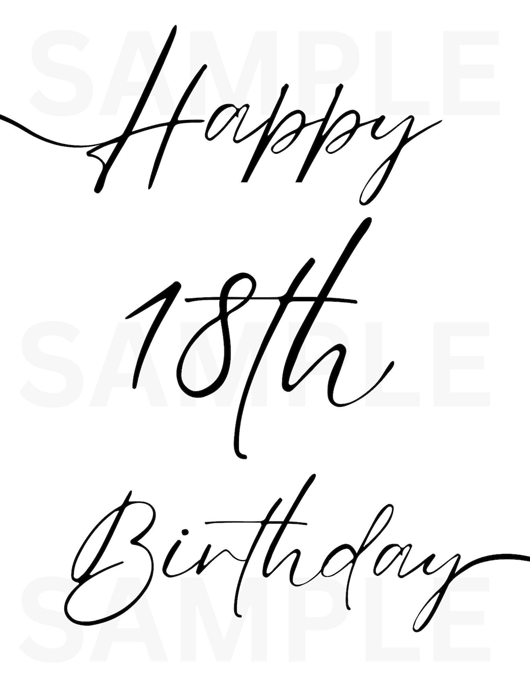 Happy 18th Birthday, Birthday Sign, Printable Sign, Digital Download ...