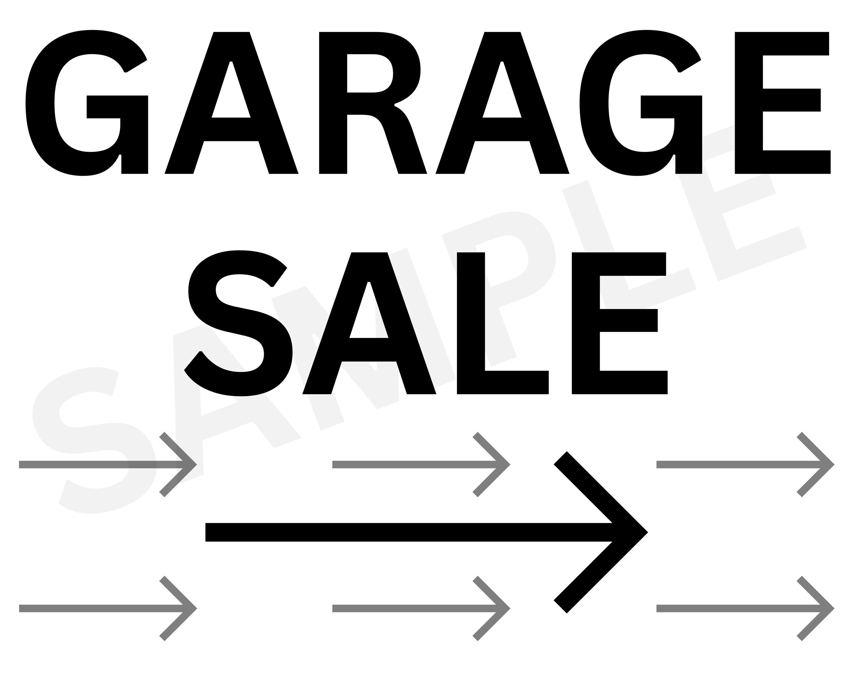 5 Printable Garage Sale Sign Bundle, Different Arrow Signs, Digital ...