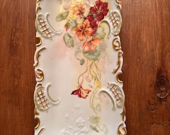 Vintage Haviland Limoges Kapuzinerkresse Serviertablett - Handbemalte florale Relish Dish