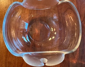 Vintage Rosenthal (toegeschreven aan Studio Line) glazen kom - ongemarkeerde getande matte zijkanten