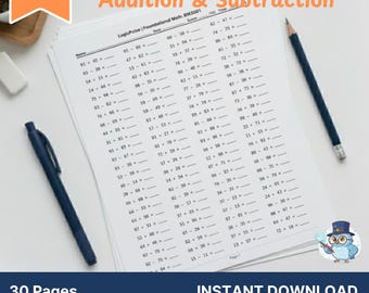 Addition & Subtraction Drills: 30-Day Speed Math | Minimalist Focus Worksheet | BM3001