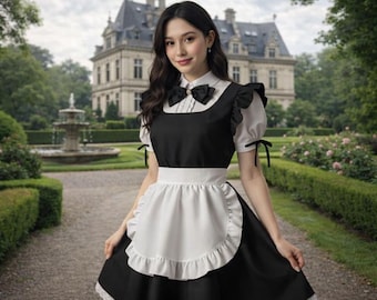 Elegant Maid Dress: Vintage Victorian Cosplay Uniform for Women, Retro French Maid Outfit, Christmas Gift, Retro Gothic Outfit