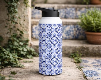 Blue Azulejo Insulated Bottle | Portuguese Tile Inspired
