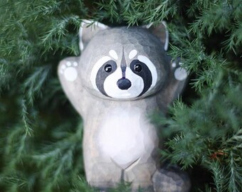 Handgeschnitzte hölzernen Waschbär Baum Ornament Weihnachtsschmuck Wohnkultur Geschenk für Freunde
