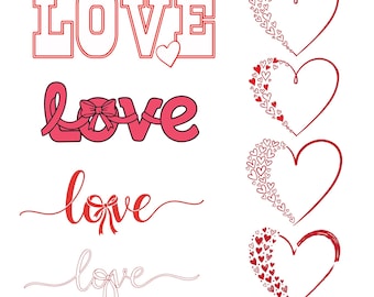 Liebe Herz SVG PNG Clipart, Valentinstag Designs (digitaler Download)