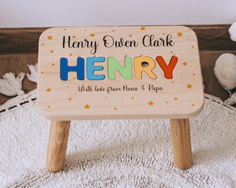 Name Puzzle Step Stool, Baby Stool, Furniture for Toddlers, Birthday gift for kids