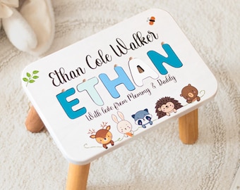 Name Stool for Toddlers, Name Puzzle Stool, Personalized Easter Gift for Kids, Baby Boy Nursery, Step Stool for Boy