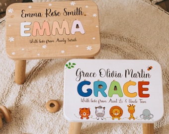 Boys & Girls Toddler Name Puzzle Stools - Christmas Gifts For Grandkids Personalized - Nursery Furniture