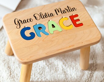 Name Puzzle Step Stool, Baby Stool, Furniture for Toddlers, Birthday gift for kids