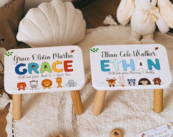 Personalized Toddler Stools - Wooden Montessori Helper For Kids - First Easter Gift For Grandson