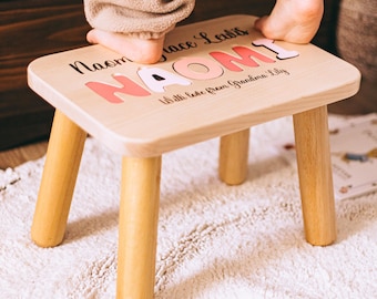 Wooden Step Stool Personalized - Name Puzzle Stool For Toddlers - Birthday / Christening / Easter Gift For Kids
