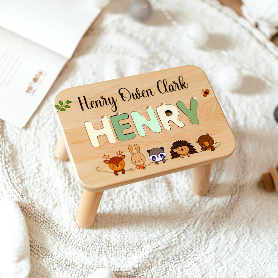 Personalized Toddler Step Stool, Custom Name Wooden Stool for Kids ...