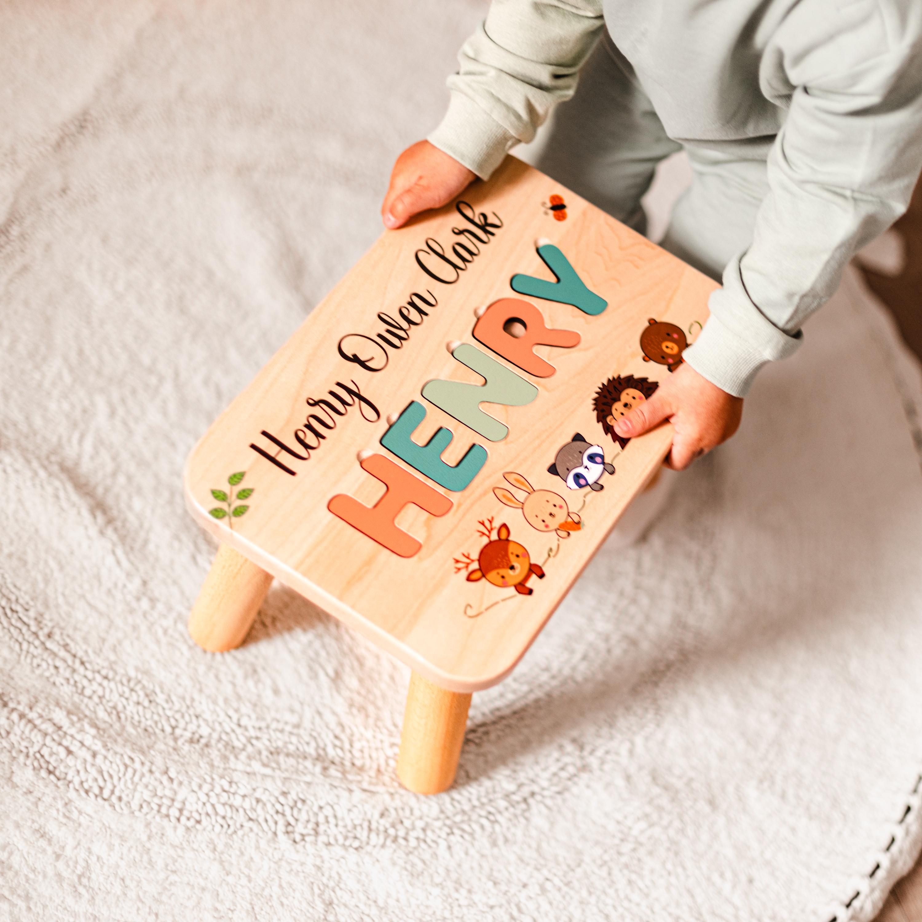 Full Name Puzzle Step Stool - Montessori Furniture for Toddlers - First ...
