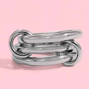 Handgefertigter 925 Sterling Silber Drei Ineinander greifende Band Ring Vergoldet Moderne Spinelli stil Statement