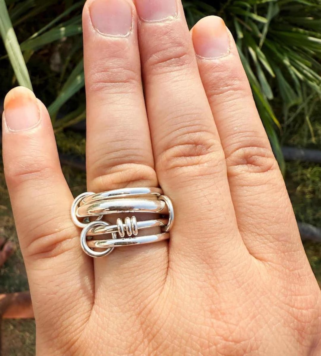 Multi Link Rings 925 Sterling Silver Multi Link Ring Four Set Stackable Interlocking ...
